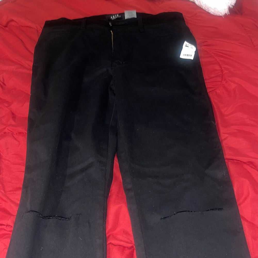 Akira stretch Black High waist Jeans with knee slit